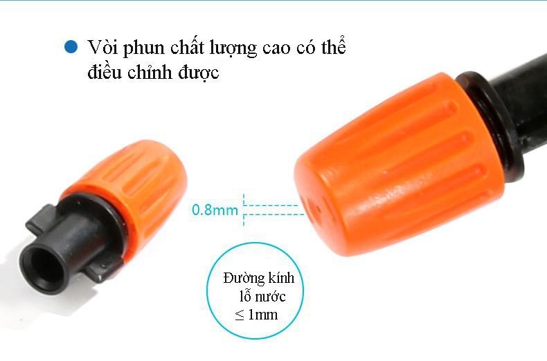Bộ tưới 10 đầu phun sương tưới gốc kèm đồng hồ pin tự động tưới