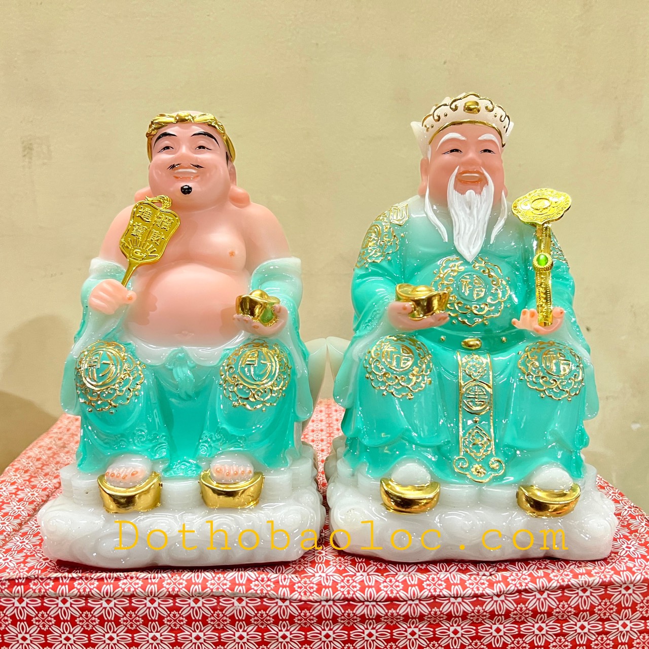 Tượng Thần Tài Thổ Địa đá cao cấp nhập khẩu Đài Loan cao 20cm – Xanh biển