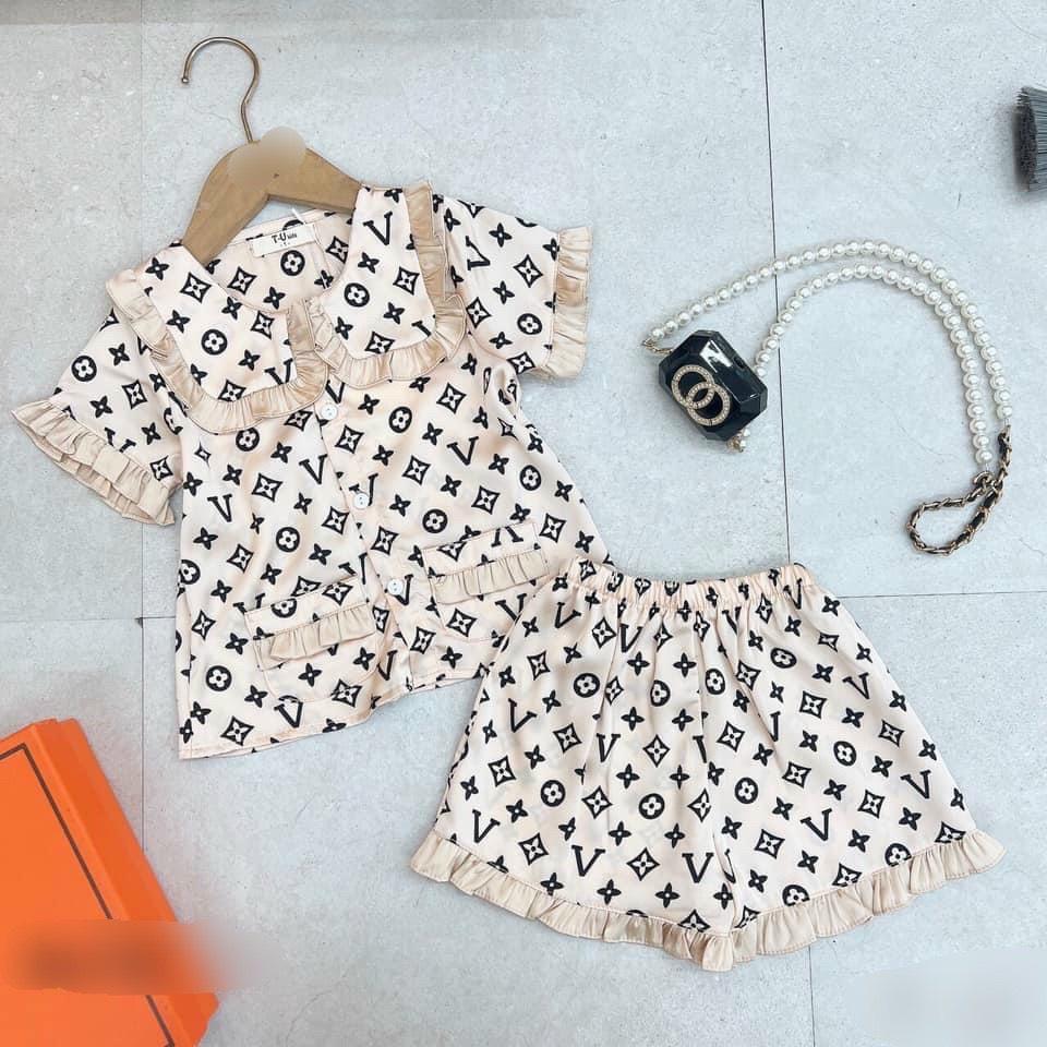 Bộ Đồ Ngủ Pijama Bé Gái Set Quần Áo Trẻ Em Mặc Nhà Lụa Mango Nhiều Màu Cộc Đùi 10-20kg