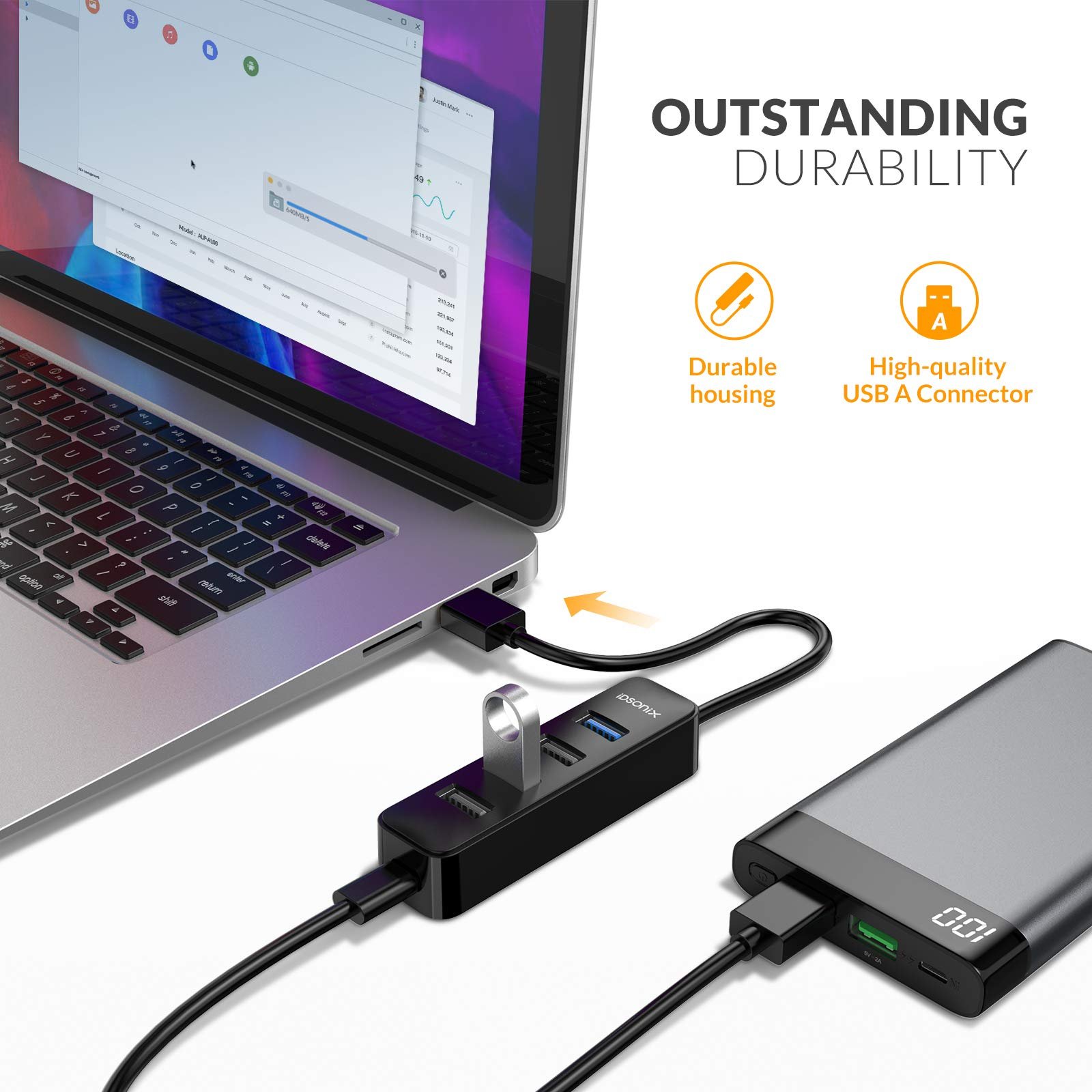 HUB USB 3.0 4 Cổng iDSONix-IAU3-4A-015-BK-EP - Bộ Chia USB 4 Port - Hàng Nhập Khẩu