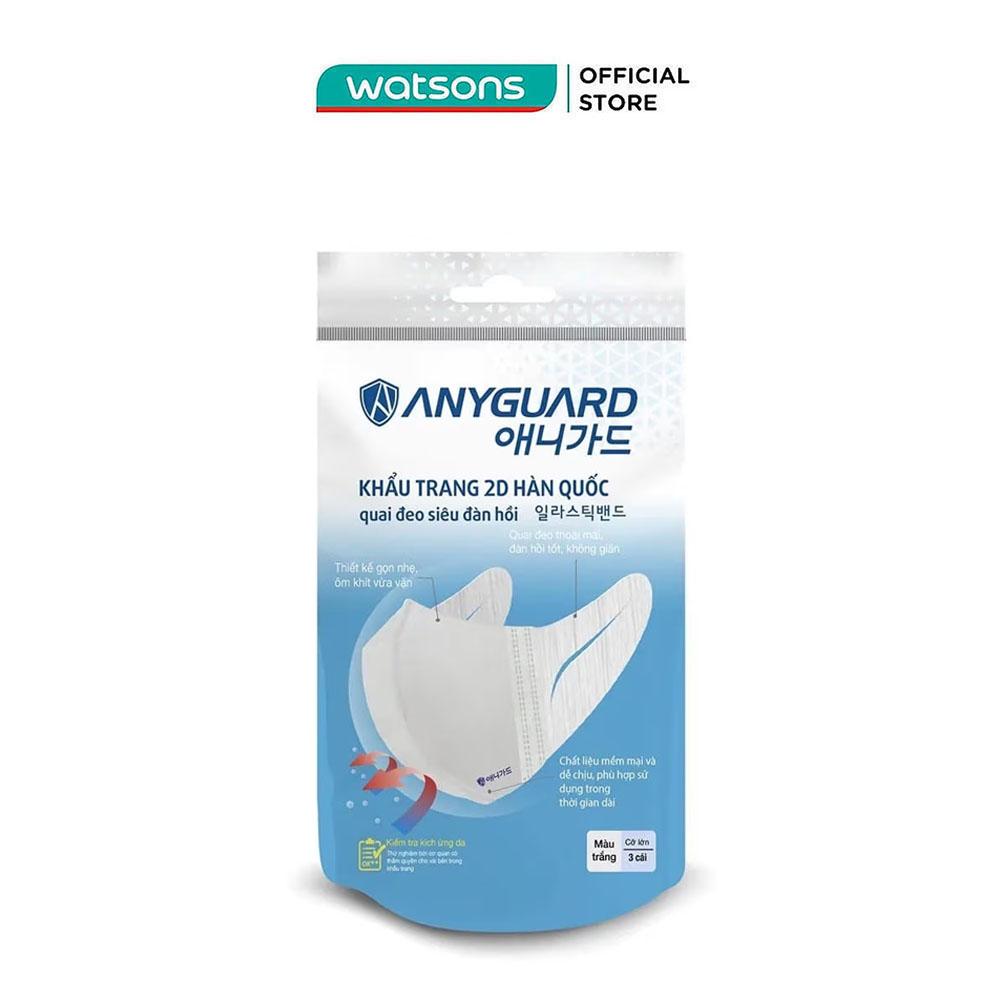 Khẩu Trang 2D Anyguard Màu Trắng Cỡ Lớn 3 Cái/Túi