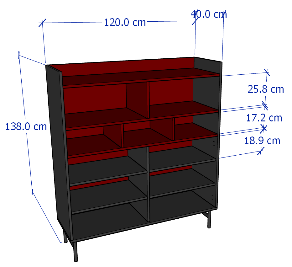 JAM, Tủ trang trí, lưu trữ STO_143, 120x40x138cm