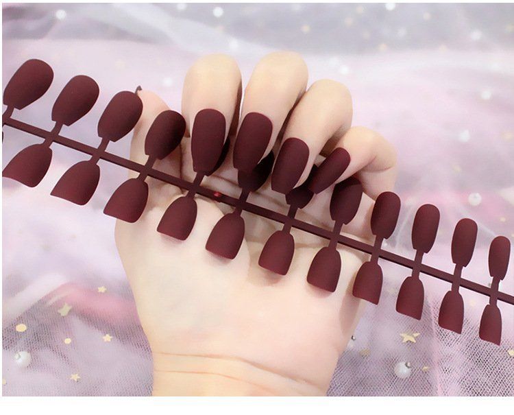 Nail giả màu lì, bộ 24 móng tay giả dáng ngắn họa tiết 3D nghệ thuật cực đẹp MG13