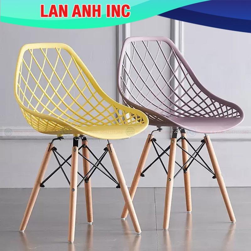 Ghế ăn cafe văn phòng nhựa chân gỗ tựa lưng cao giá rẻ LAGE18