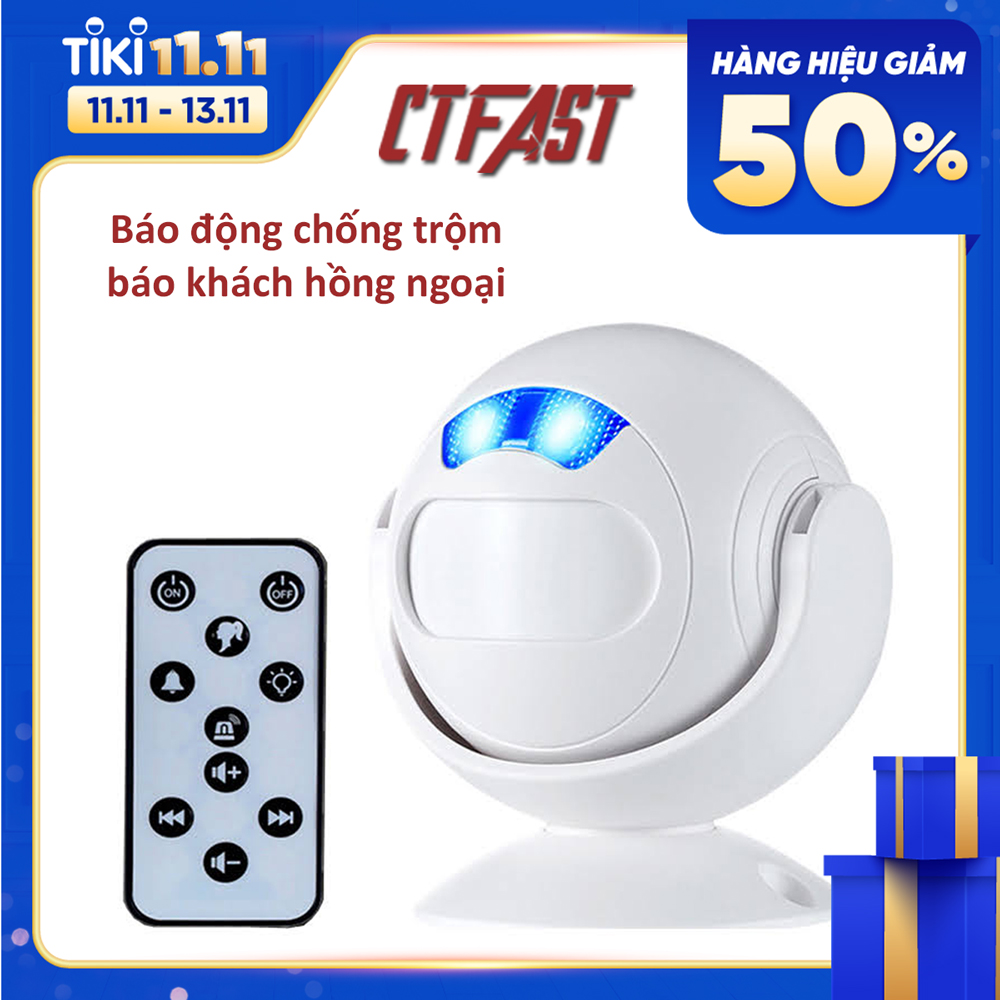 Chuông Báo Khách Cửa Hàng, Báo Động Chống Trộm Cảm Biến Hồng Ngoại CTFAST 01 - Chuông Cửa Báo Khách Ghé Thăm, Dọa Trộm Xâm Nhập, Ánh Sáng Đèn Ngủ