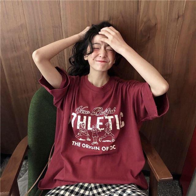 Áo thun tay lỡ form rộng Athletic - Unisex nam nữ đều mặc được