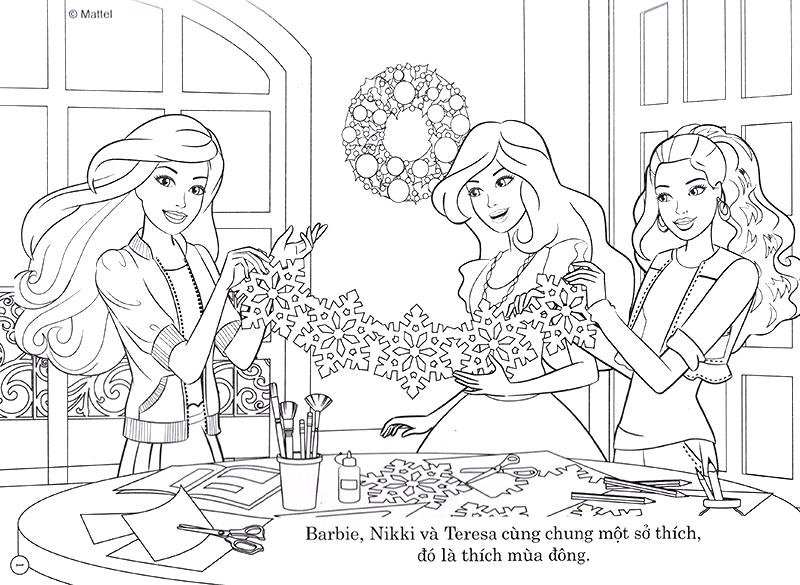 Bộ Sách Tô Màu Khổ Lớn Berbie - 50 Đề Can Bóc Dán Đề Can (Bộ 3 Cuốn)