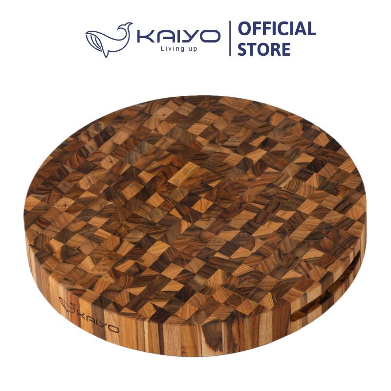 Thớt chặt gỗ teak đầu cây KAIYO hình tròn, đường kính 30cm, dầy 3,8cm