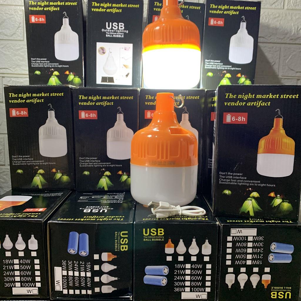 Bóng đèn tích điện 100w, bóng đèn cao cấp có móc treo cổng sạc usb -- Hàng Loại 1--89shop