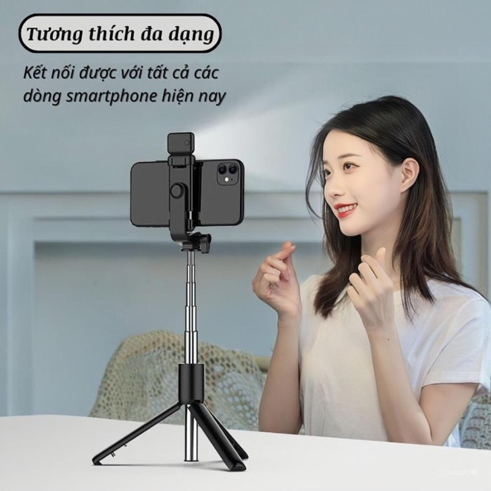 Gậy Tripod chụp ảnh tự sướng Selfie 3 chân gấp gọn 30cm, kéo dài 1M7 điều khiển từ xa có đèn Tripod chụp ảnh livestream - Hàng nhập khẩu
