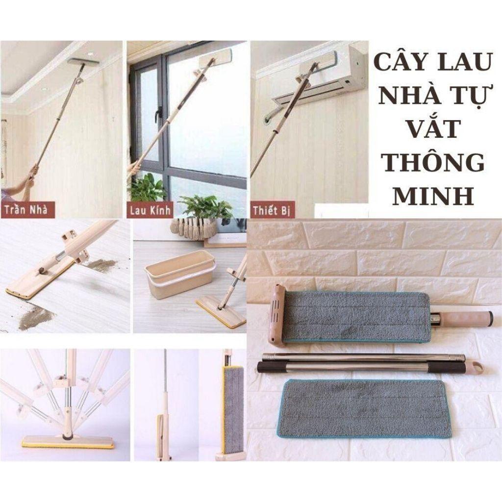 cây lau nhà tự vắt thông minh Xoay 360 Độ tặng Bông Lau