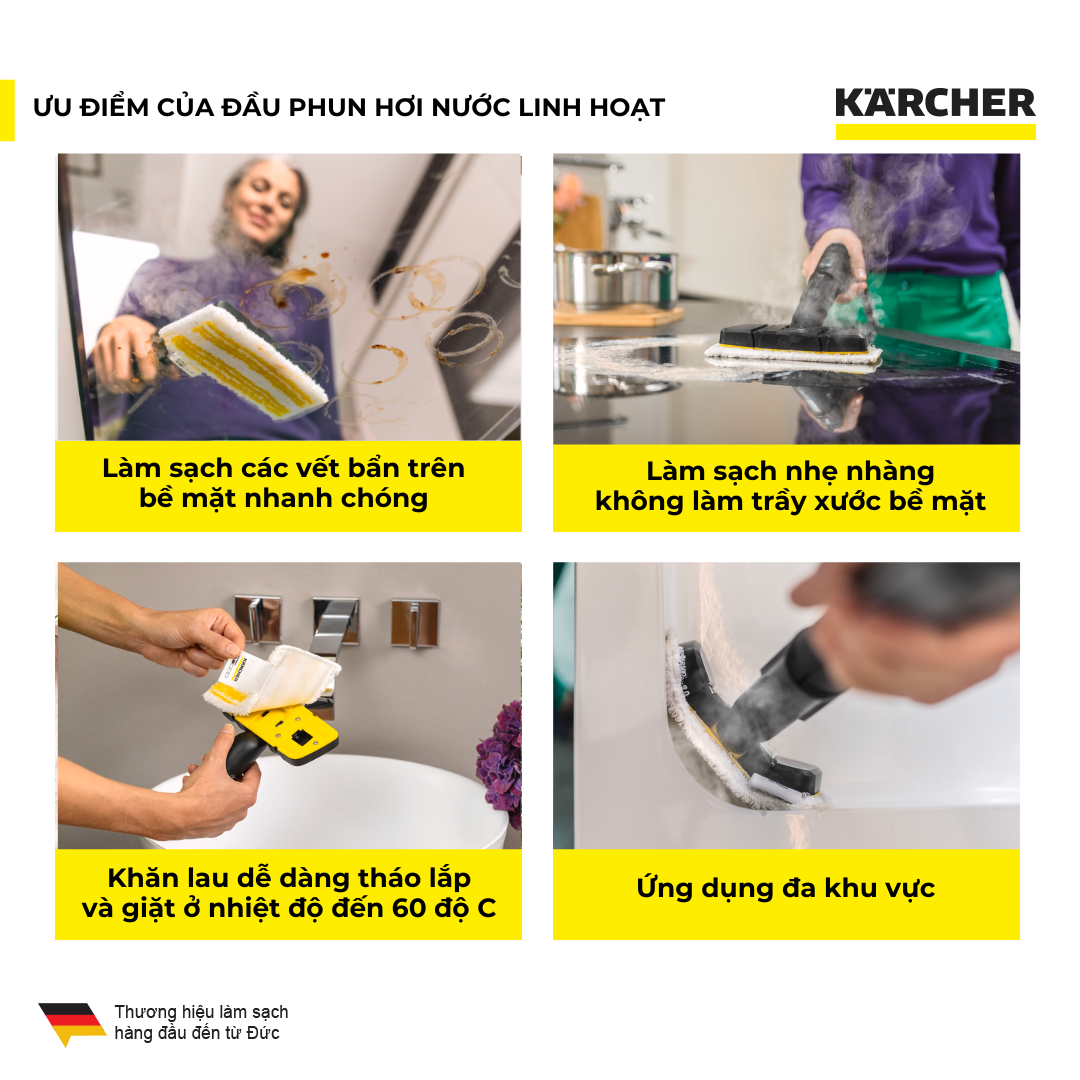 Đầu phun hơi nước linh hoạt dùng cho máy làm sạch bằng hơi nước Karcher SC - Hàng Chính Hãng