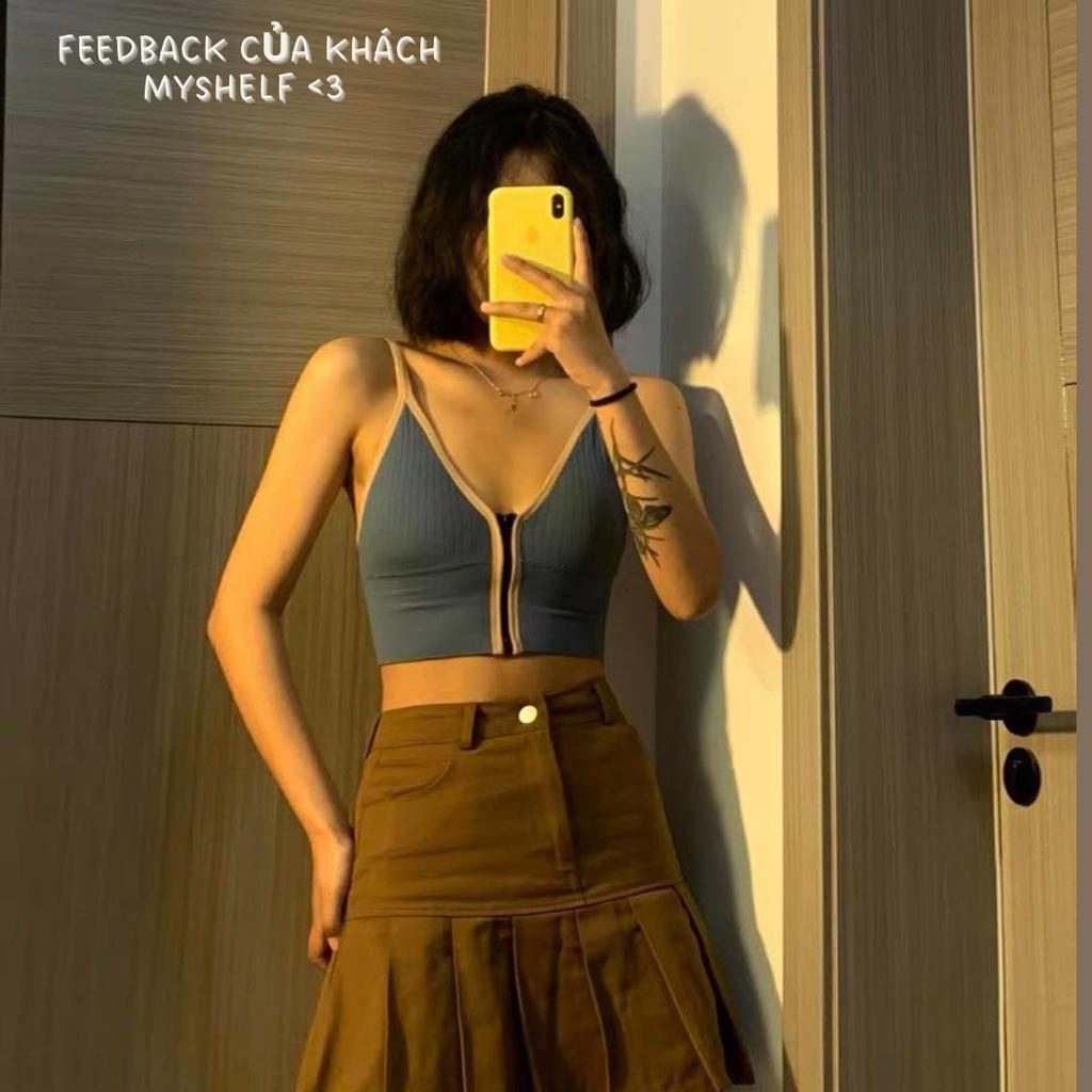 M60. ÁO BRA NỮ - ÁO 2 DÂY - ÁO CROPTOP NỮ ĐI BIỂN KHÓA TRƯỚC CHẤT ĐẸP KEM MÚT LÓT CAO CẤP