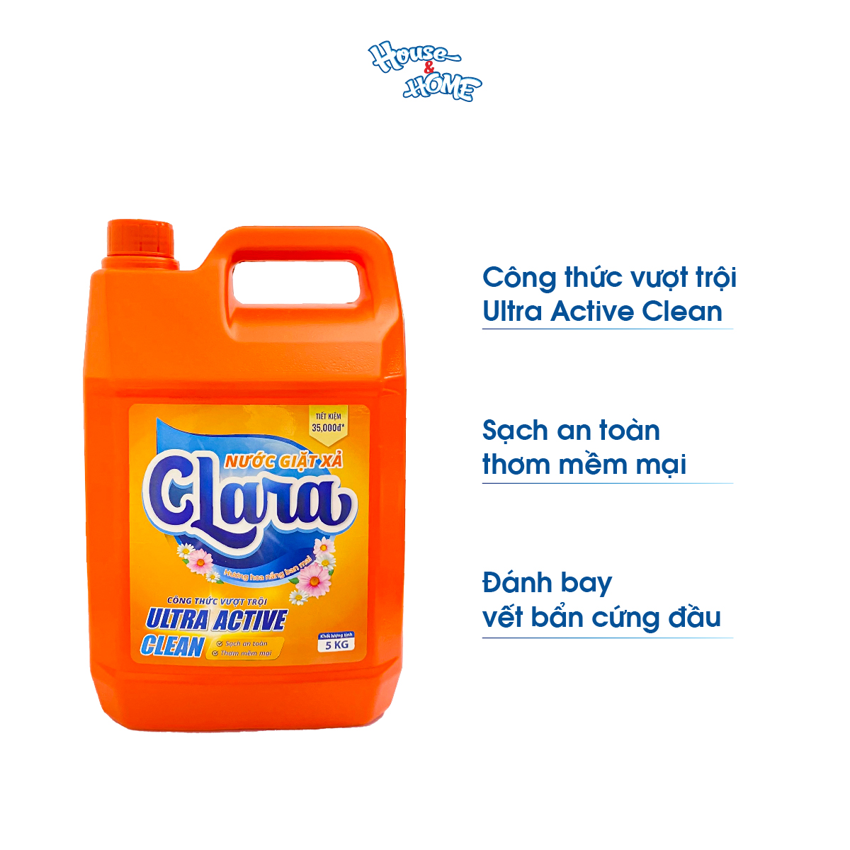 Nước giặt xả Clara hương hoa nắng ban mai can 5Kg