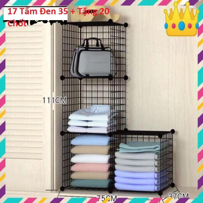 Tủ 4 Ô Lắp Ghép, Tấm Lưới Sắt Lắp Ghép Tủ Quần Áo Giá Kệ Lắp Ghép Đa Năng