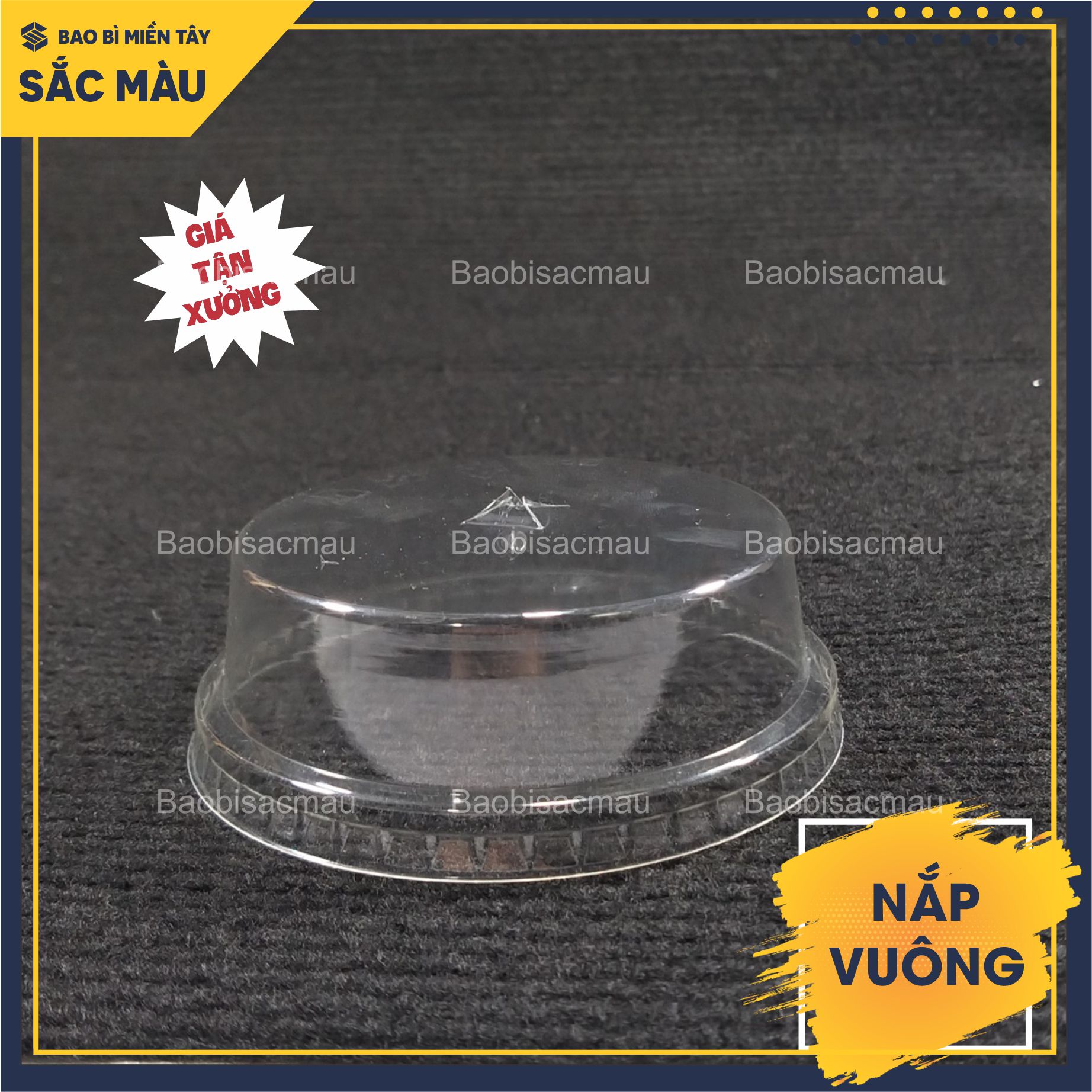 Sỉ 50 Nắp vuông nhựa phi 95mm, nắp bằng cao, nắp ly trà sữa cà phê