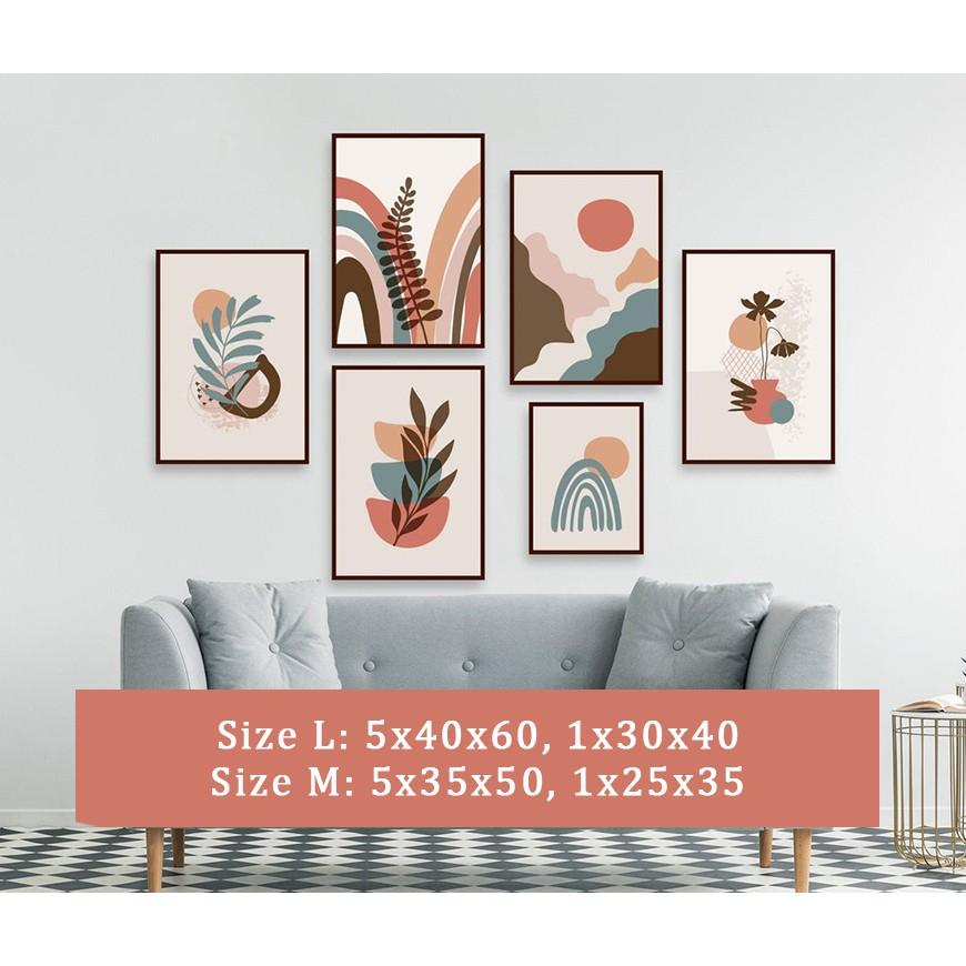 SET 6 TRANH TREO TƯỜNG PHÒNG KHÁCH - TIỆM TRANH 91 - TRANH CANVAS Bắc Âu, tranh trang trí decor, tặng kèm đinh treo