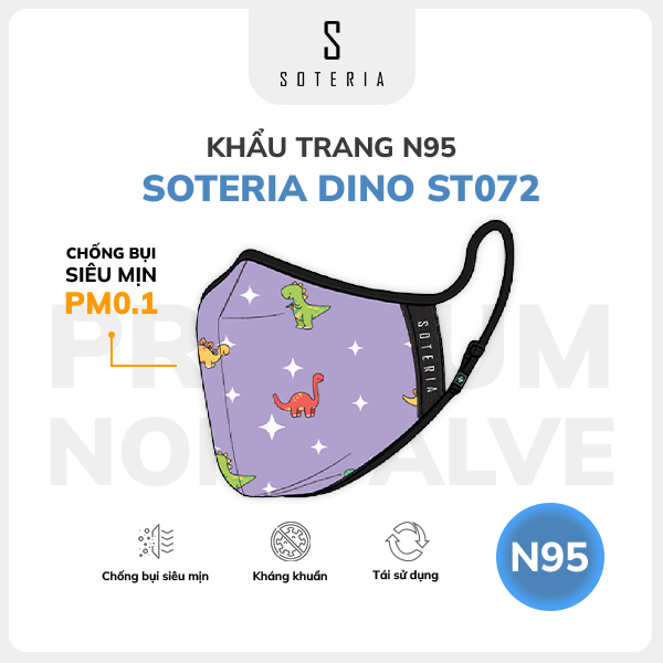 Khẩu trang thời trang Soteria Dino ST072 - N95 lọc 99% bụi mịn 0.1 micro