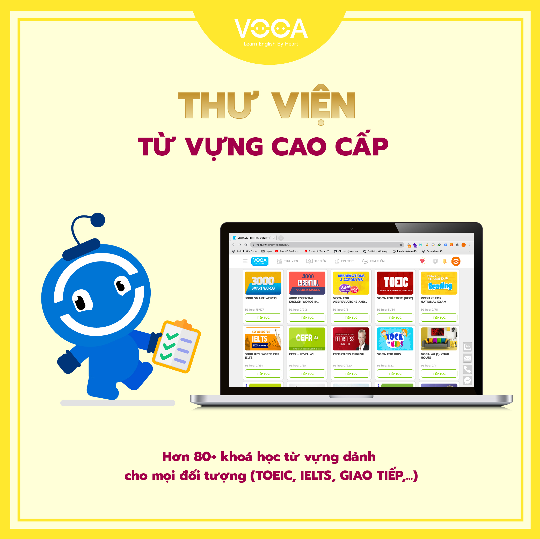 VOCA VIP: Tài Khoản Học Từ Vựng Tiếng Anh Online Theo Chủ Đề - Học từ vựng theo Flashcard - Học từ vựng theo Ngữ cảnh - giúp bạn học sâu, nhớ lâu 3000 từ vựng chỉ trong 60 ngày