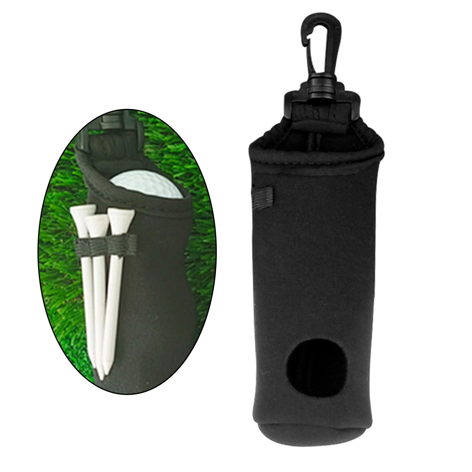 Golf Ball with Hook for 3 Golf Ball 3 Tees Waist Pouch Black Bag