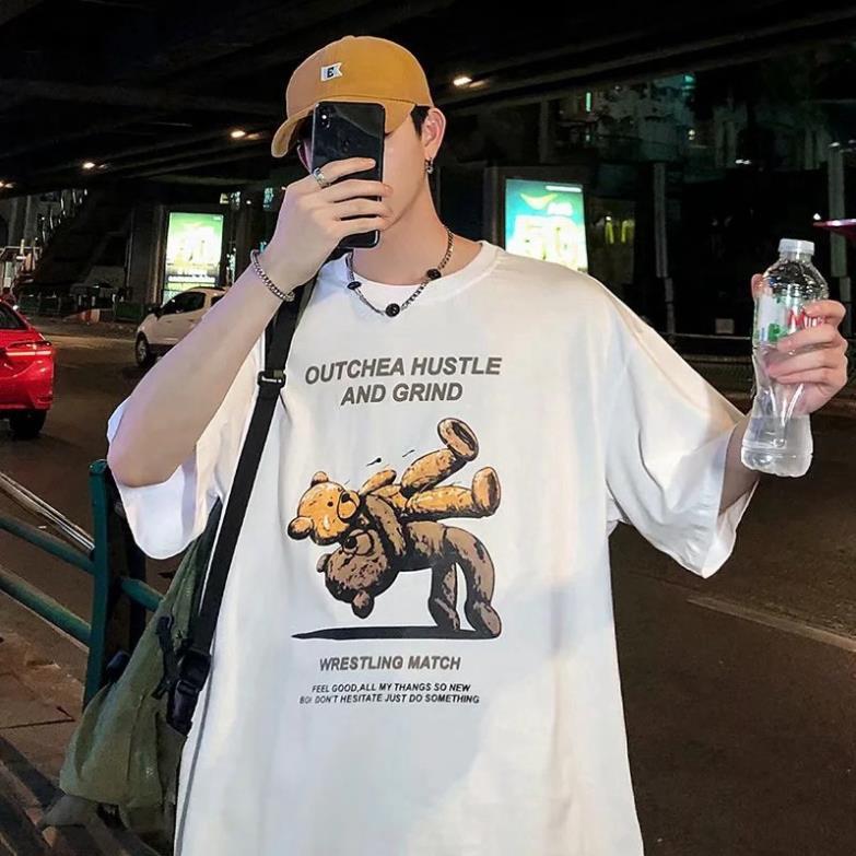 HÀNG SẴN- Áo Thun Nam Ngắn Tay In Hình Gấu Phong Cách Vintage