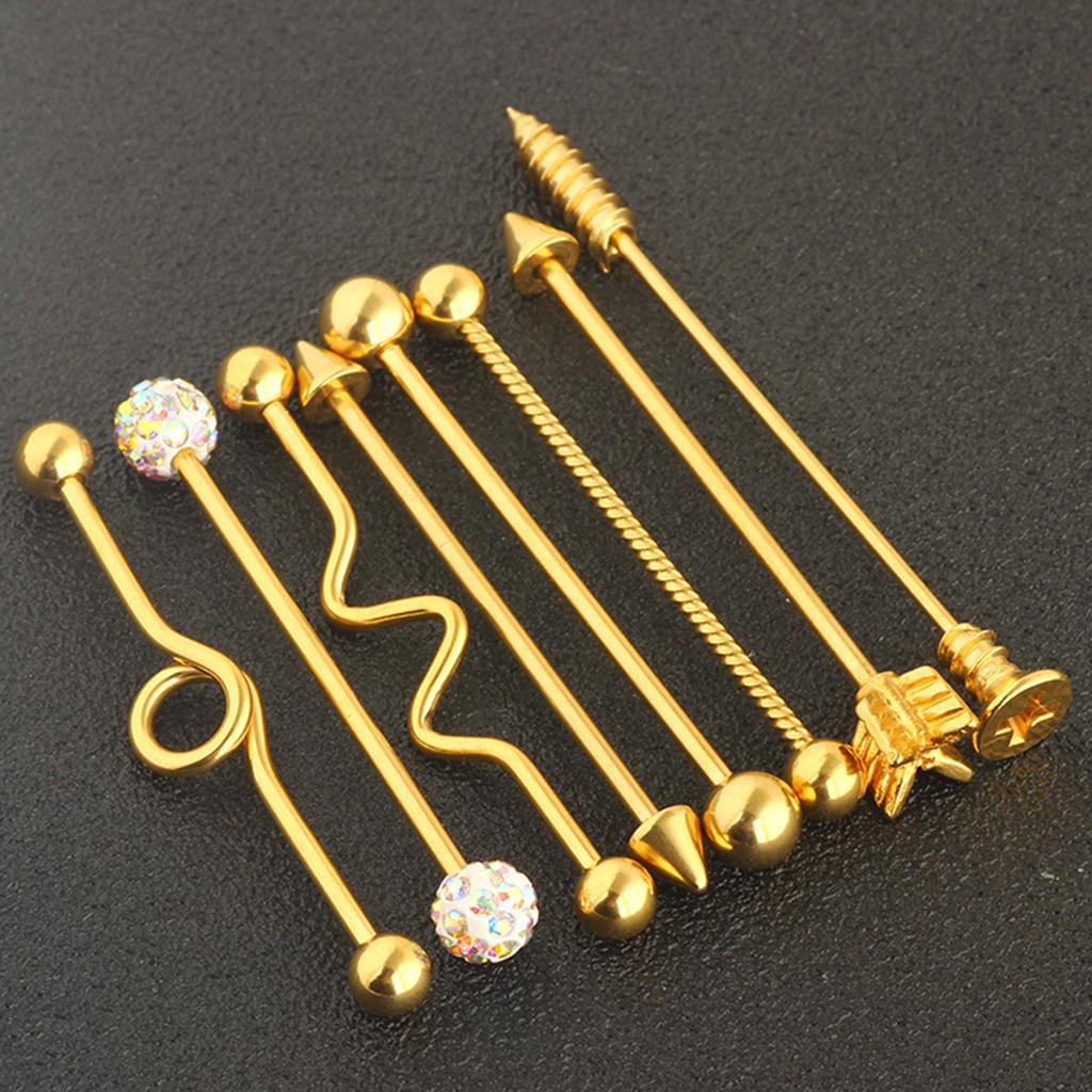 2 Sets Industrial Ear Bar Piercing Earring Barbell Ear Studs Body Jewelry