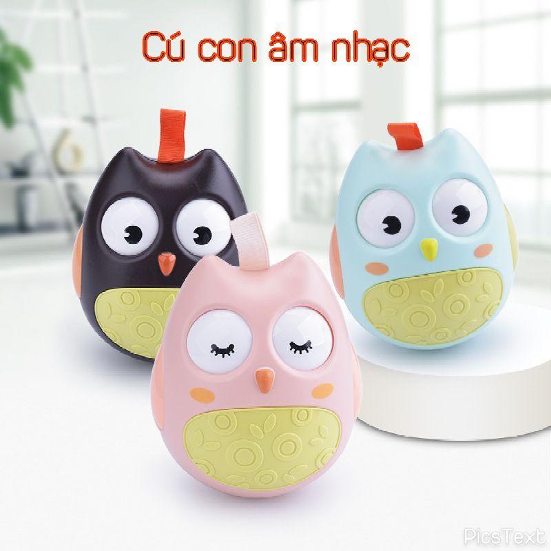 Cú con âm nhạc, lật đật đồ chơi cú con chớp mắt phát nhạc an toàn cho bé.