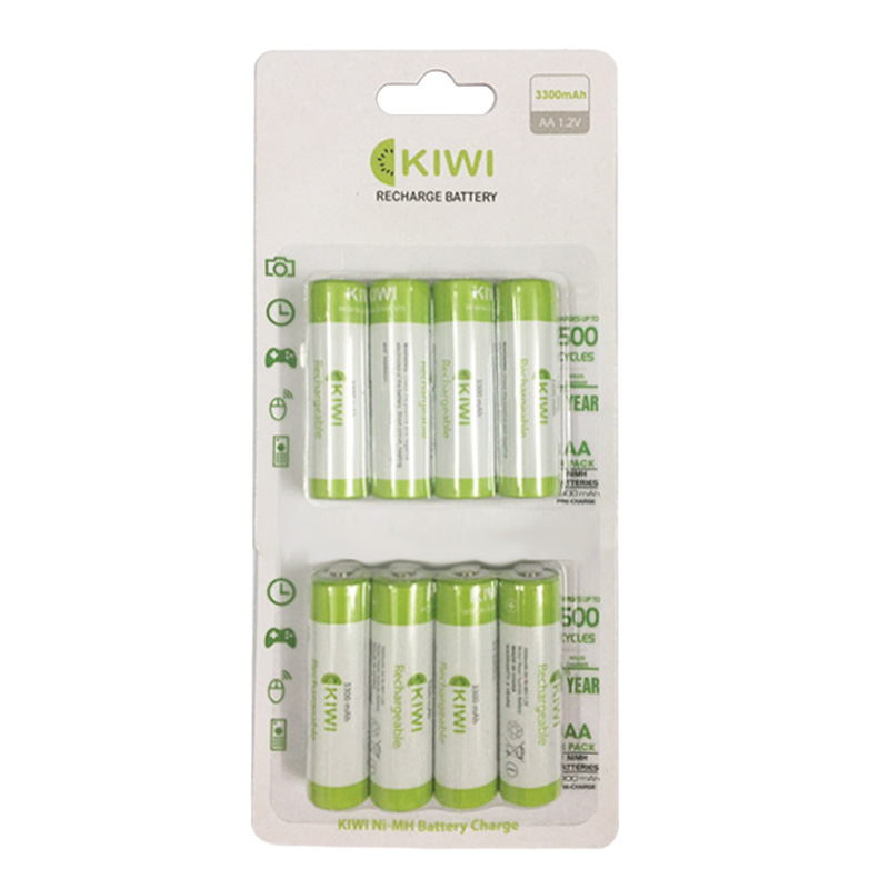 8 viên pin sạc Kiwi AA Ni-MH 3300mAh - Hàng chính hãng