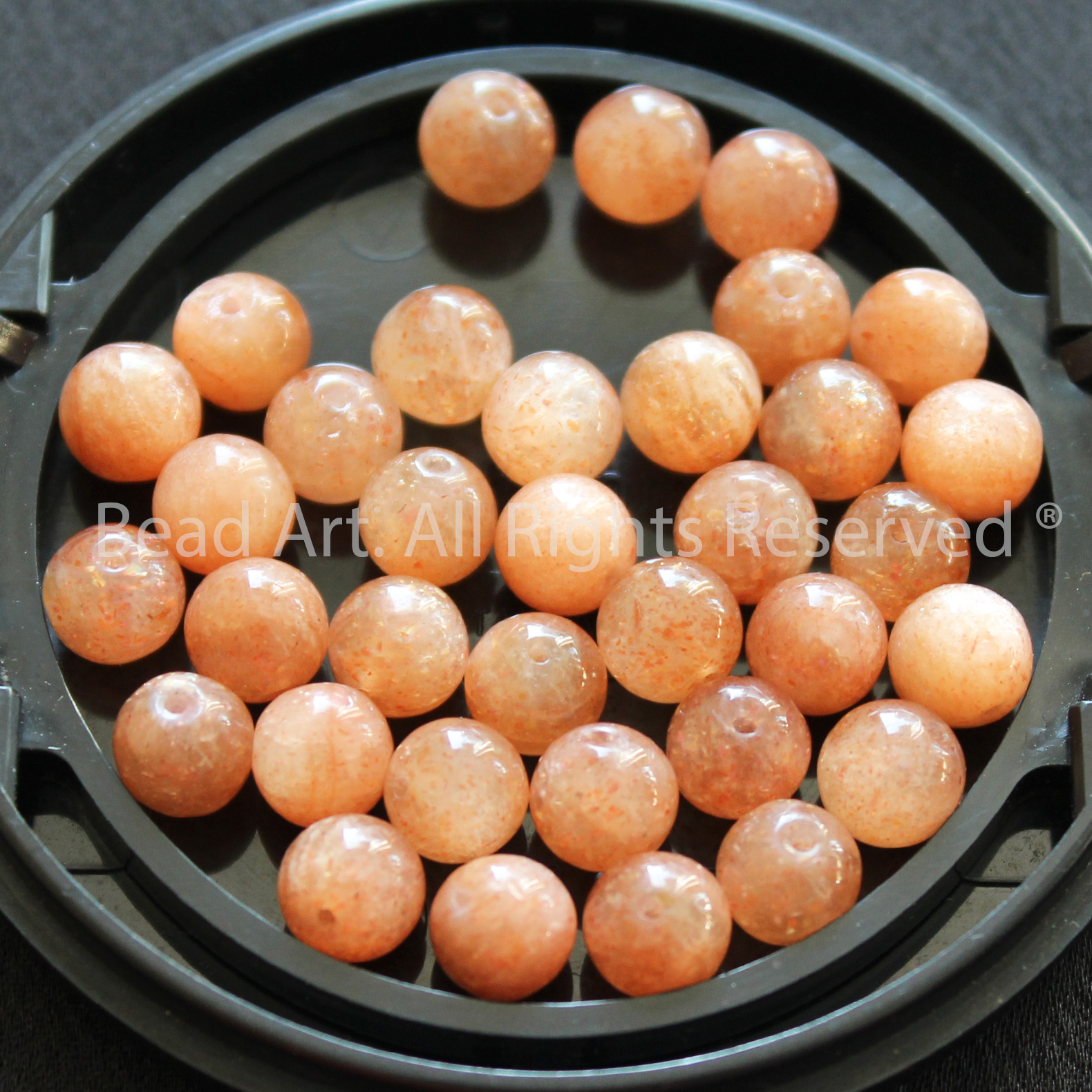 [1 Hạt] 6MM Đá Sunstone, Đá Mặt Trời Tự Nhiên Loại AA Màu Cam, Đá Phối Vòng Tay Phong Thuỷ, Chuỗi Hạt, Mệnh Hoả, Mộc - Bead Art