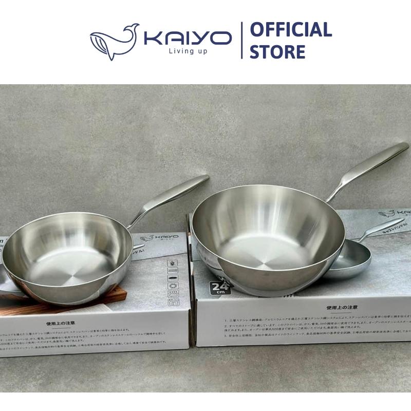 Chảo inox trơn sâu lòng thân đáy liền 3 lớp Tri-Ply Kaiyo, size 20cm