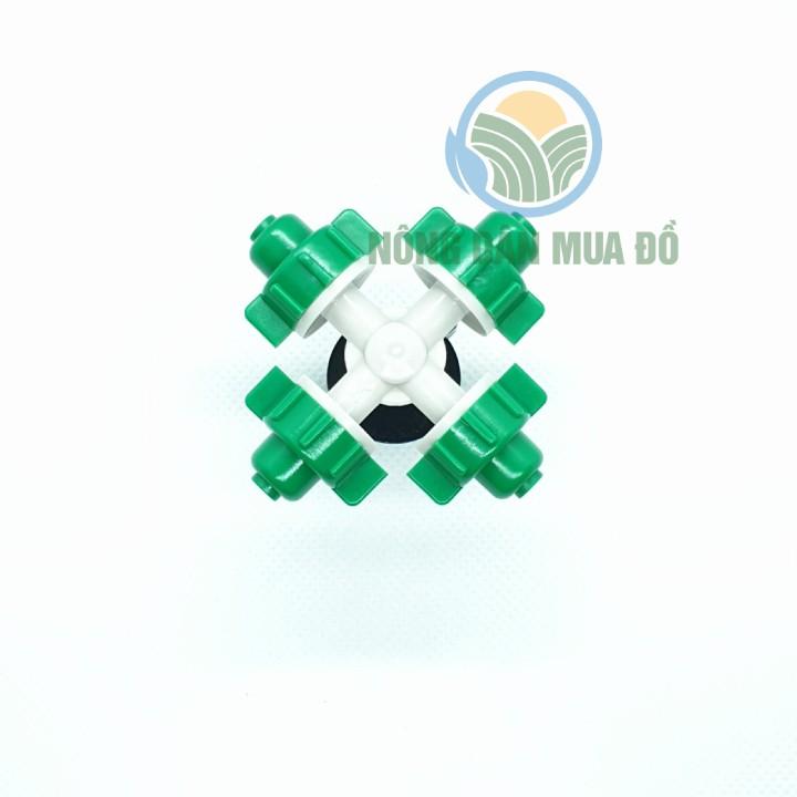 BÉC PHUN SƯƠNG 4 HƯỚNG TƯỚI LAN MÀU XANH NỐI T 8MM CÓ VAN CHỐNG RỈ- COMBO 10