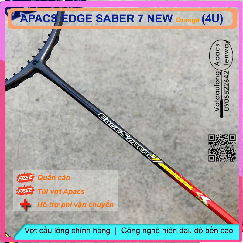 Vợt cầu lông Apacs EDGE SABER 7 New Orange – Vợt dễ thuần, sắc cam sơn nhám cá tính, đánh phong trào rất tuyệt