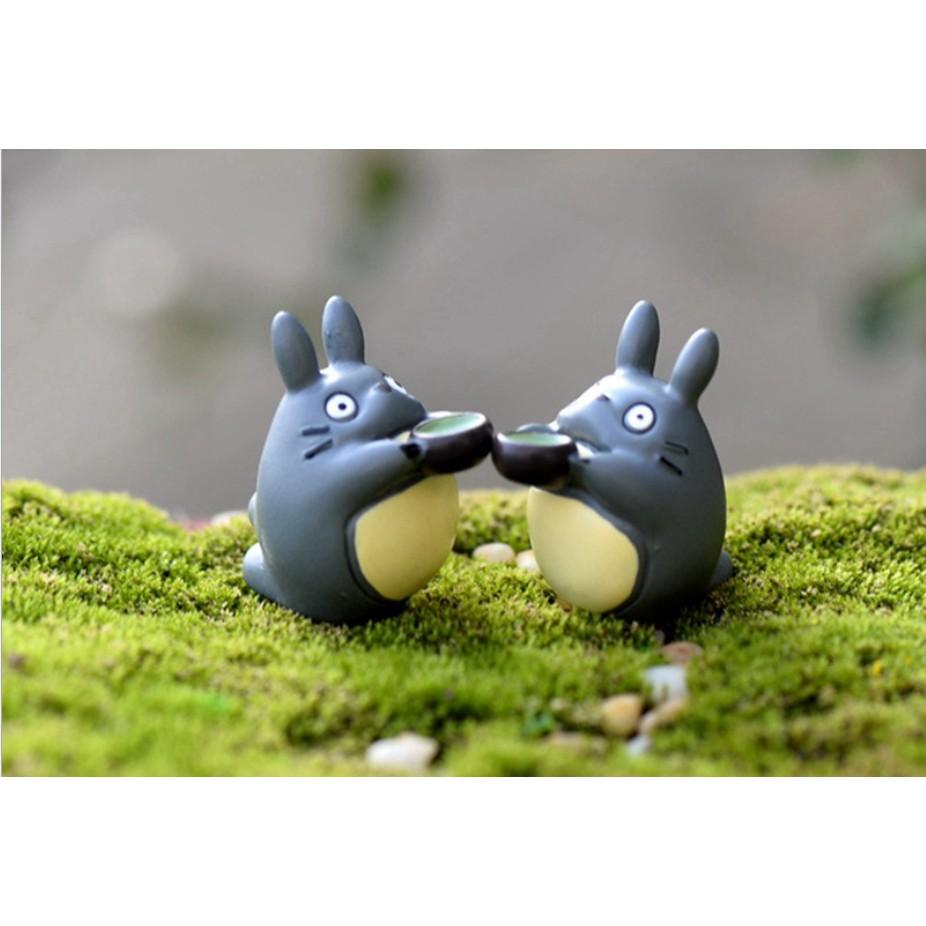 Mô hình Totoro uống trà dùng trang trí tiểu cảnh, bonsai, móc chìa khóa