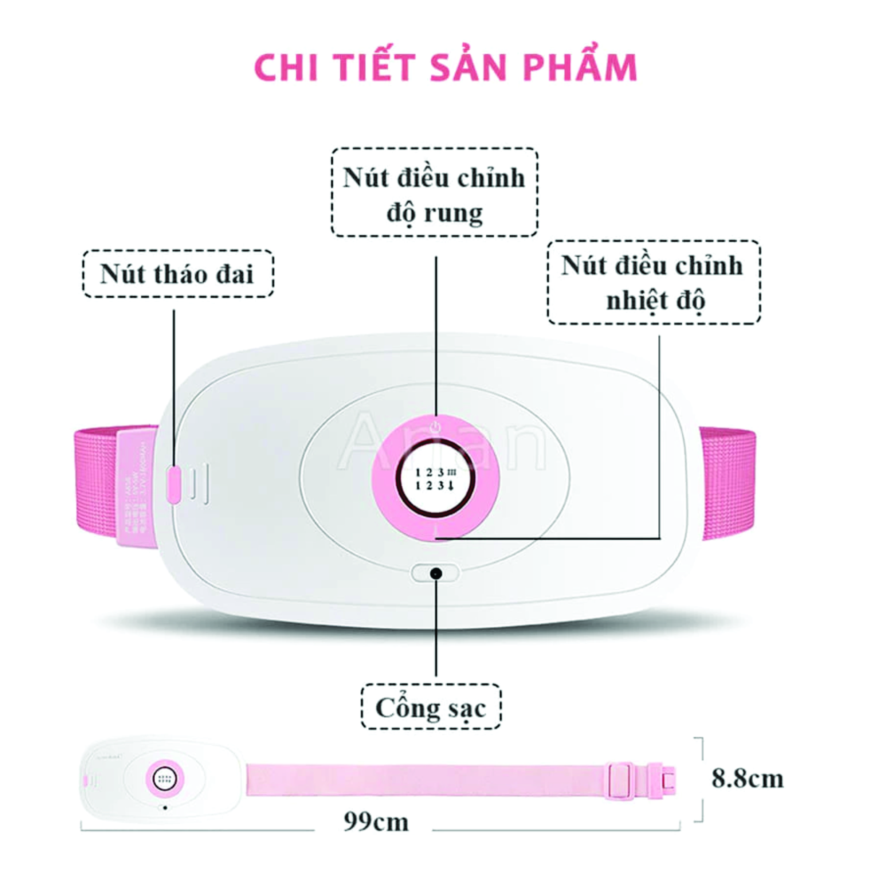 Đai Masage Bụng Kinh Nguyệt, Đai chườm nóng Puha giảm đau bụng kinh chườm bụng kinh kết hợp massage bụng