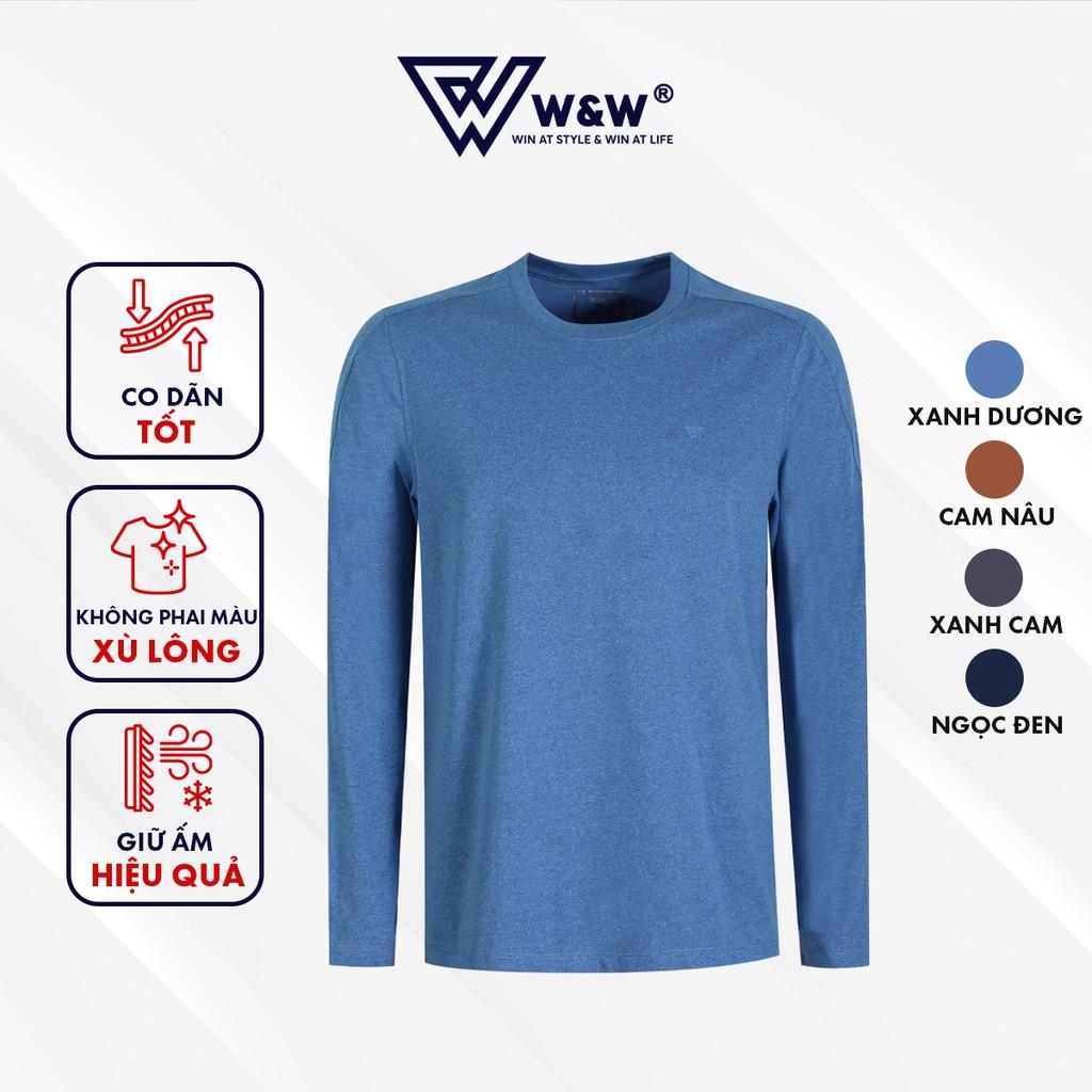 Áo Thun Dài Tay Nam W&amp;W Chất Liệu Cotton Mềm Mại Ấm Áp, Thiết Kế Chồm Vai Thân Trước Tạo Nét Khoẻ Khoắn WLT06