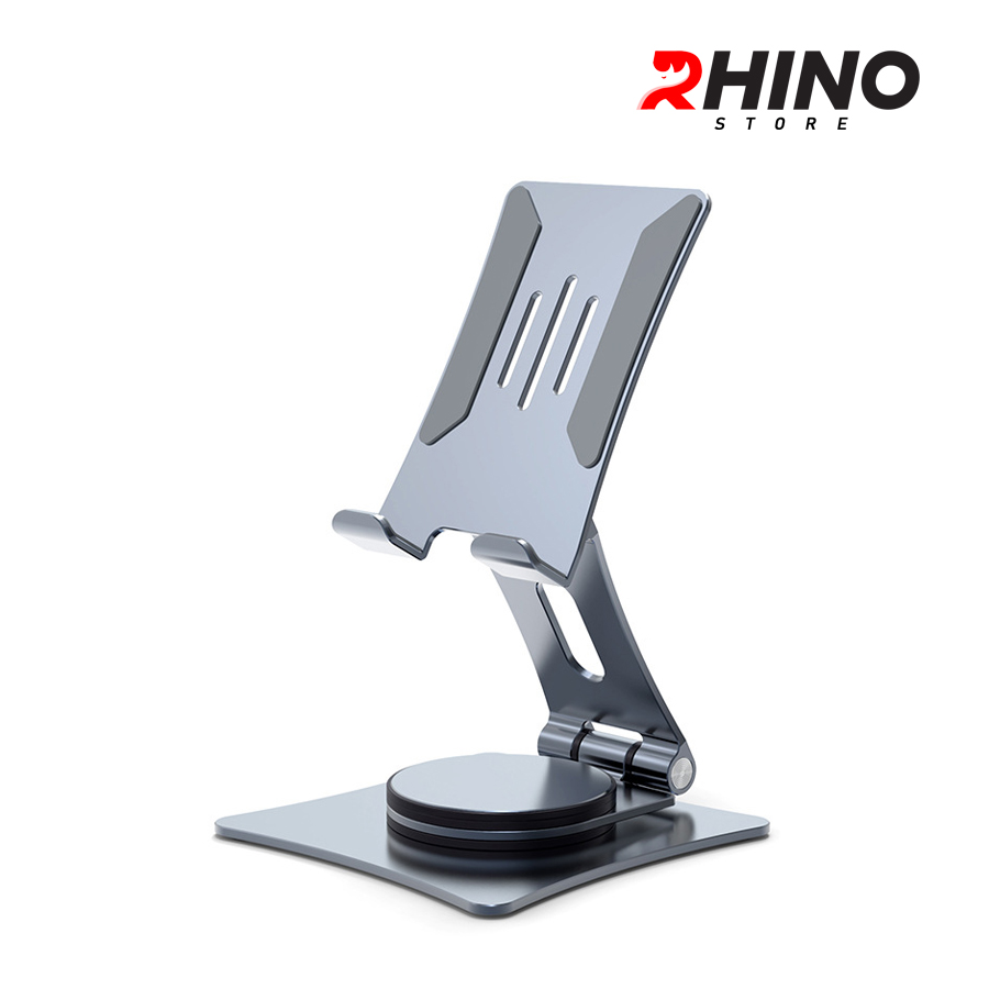 Kệ đỡ điện thoại, ipad 360° Rhino KP302, giá đỡ nhôm cao cấp để bàn tiện lợi có thể gấp gọn - Hàng chính hãng