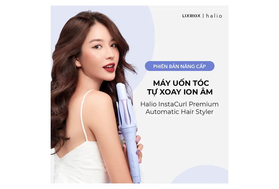 Máy Uốn Tóc Halio instaCurl Premium Automatic Hair Styler Tự Động Xoay - Bóng Mượt x18 lần, Trục 32 mm