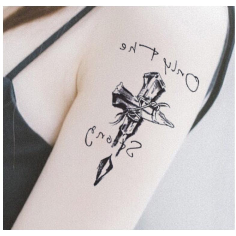 Hình xăm dán cao cấp tattoo hoa văn thánh giá 10x6cm