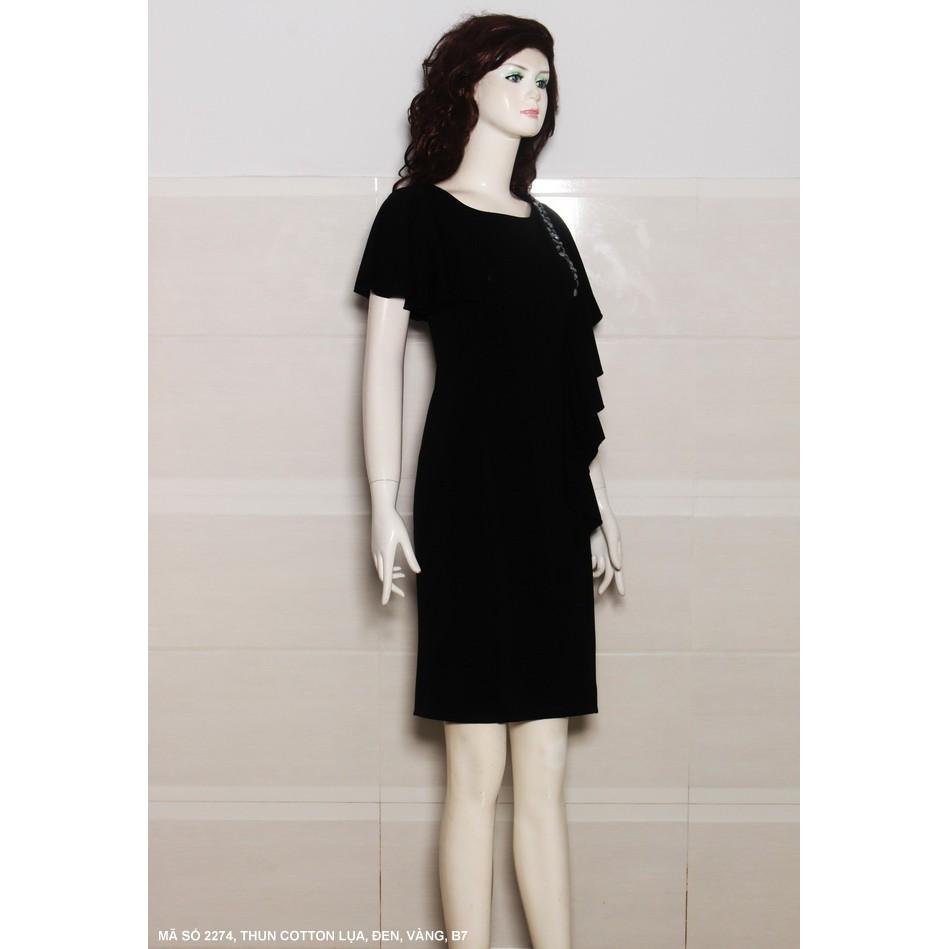 Đầm Dún Vai Đính Bèo Bên Hông