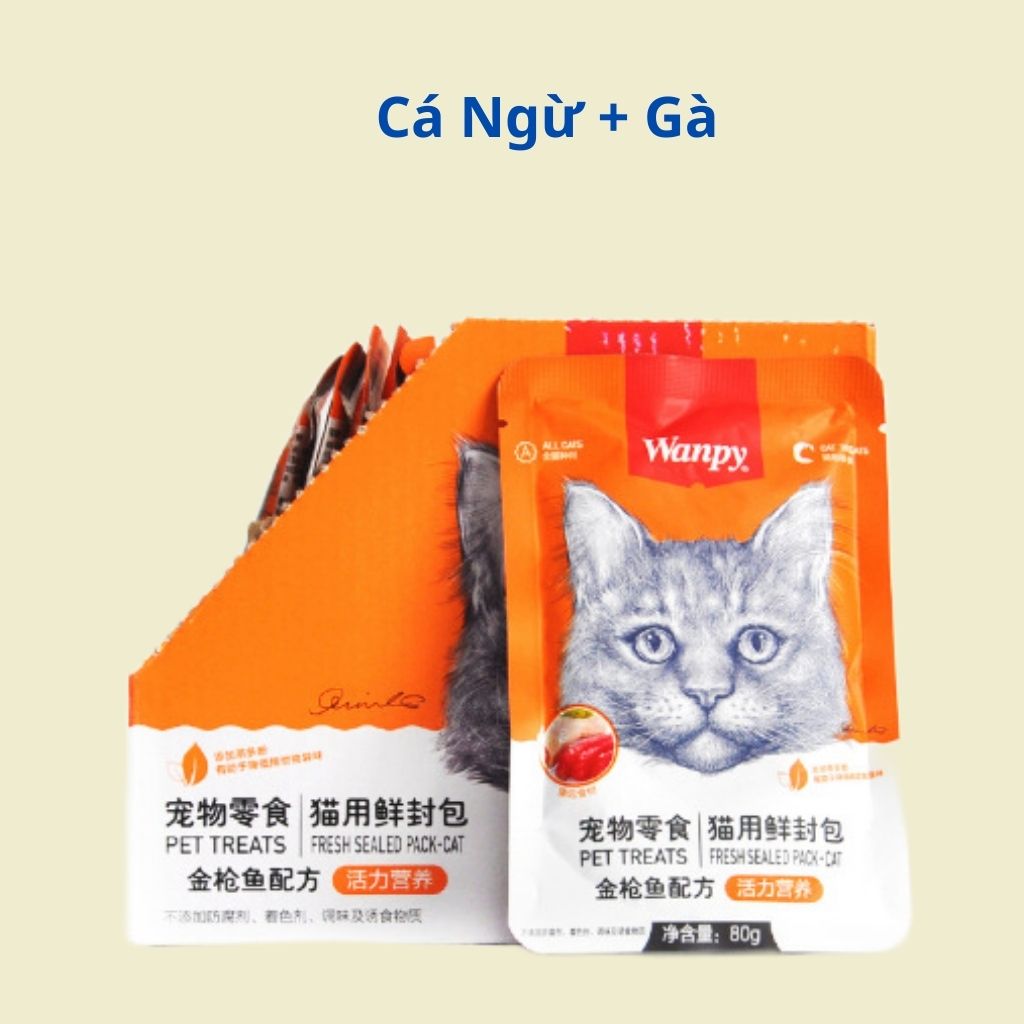 PATE WANPY dinh dưỡng thơm ngon cho mèo - gói 80g
