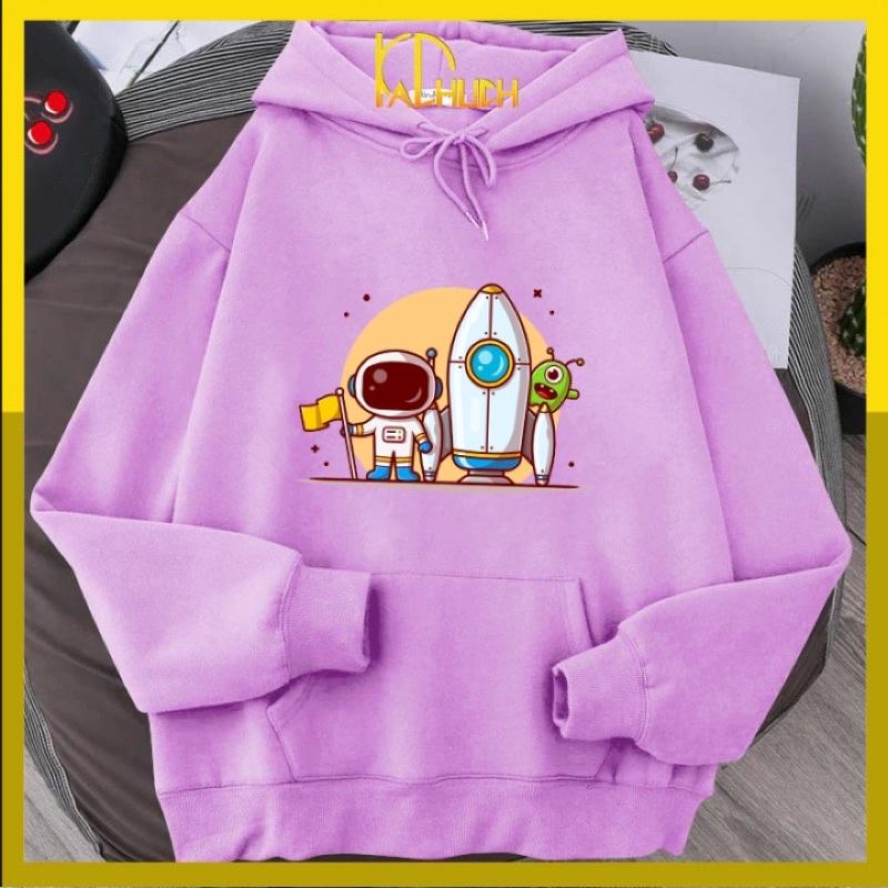 Áo hoodie in phi hành gia Ms01, size từ 40-70kg cho cả nam và nữ,chất liệu vải nỉ mềm mịn thích hợp mặc cặp có 12 màu