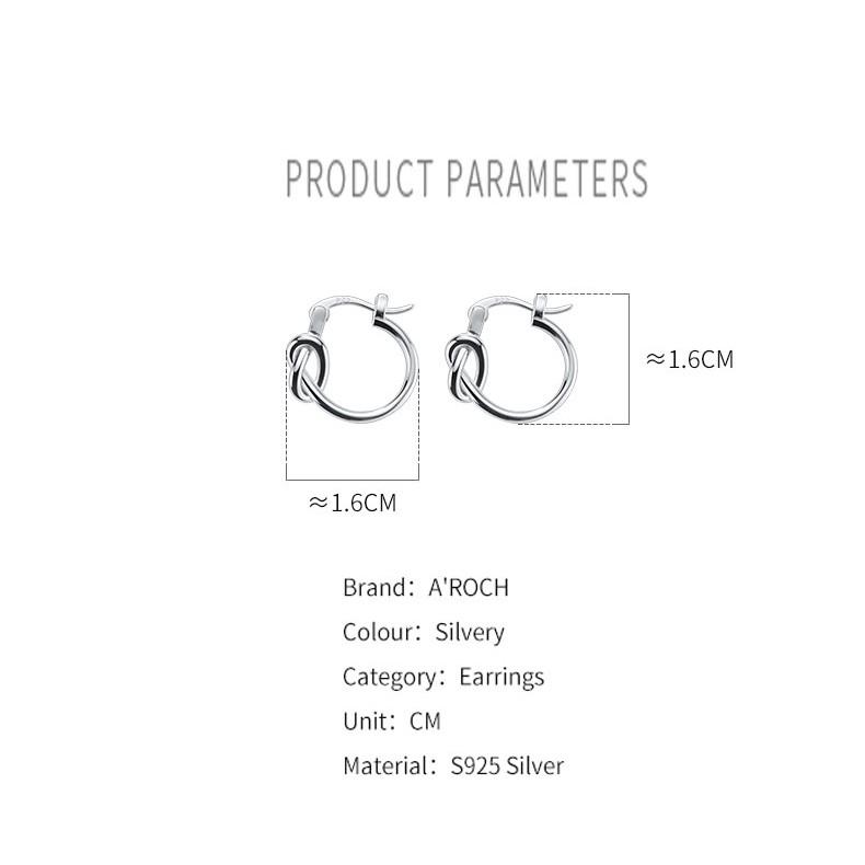 Khuyên tai bạc Ý s925 khóa nút thắt lạ mắt E8016 - AROCH Jewelry