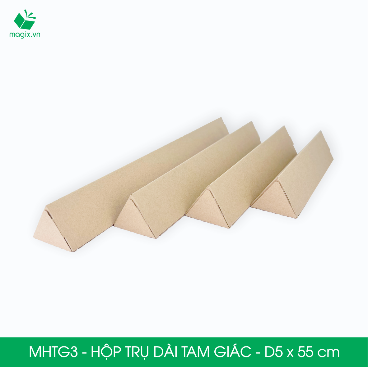 MHTG3 - D5x55 cm - 60 Hộp trụ dài tam giác thay thế ống giấy - Hộp carton đóng gói hàng