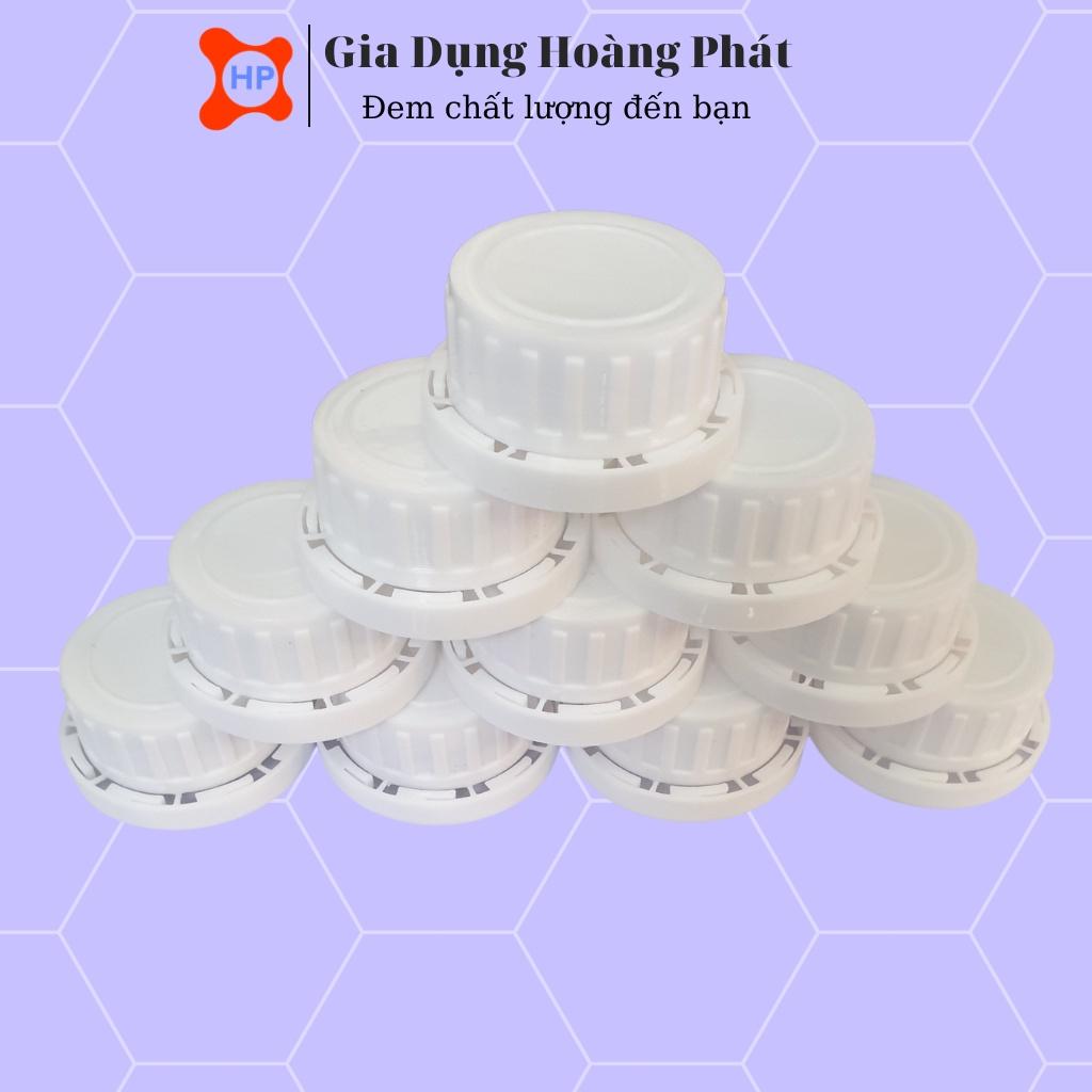 Seal khò nhiệt chai nhựa HDPE 250ml, 500ml, 1000ml, nắp trắng, xanh màu ngẫu nhiên