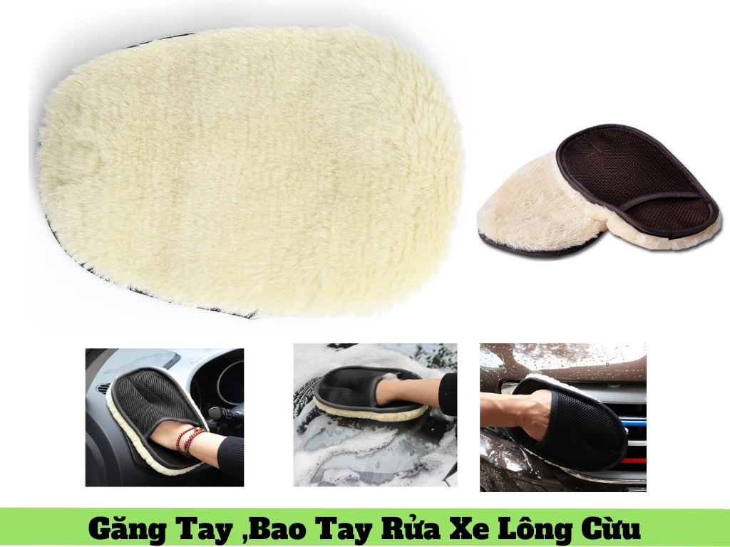 Găng tay rửa xe LÔNG CỪU, chuyên dùng rửa ô tô xe máy, lông mềm mượt, thấm hút tốt, không xướt sơn, ko đổ lông - NKLUBE