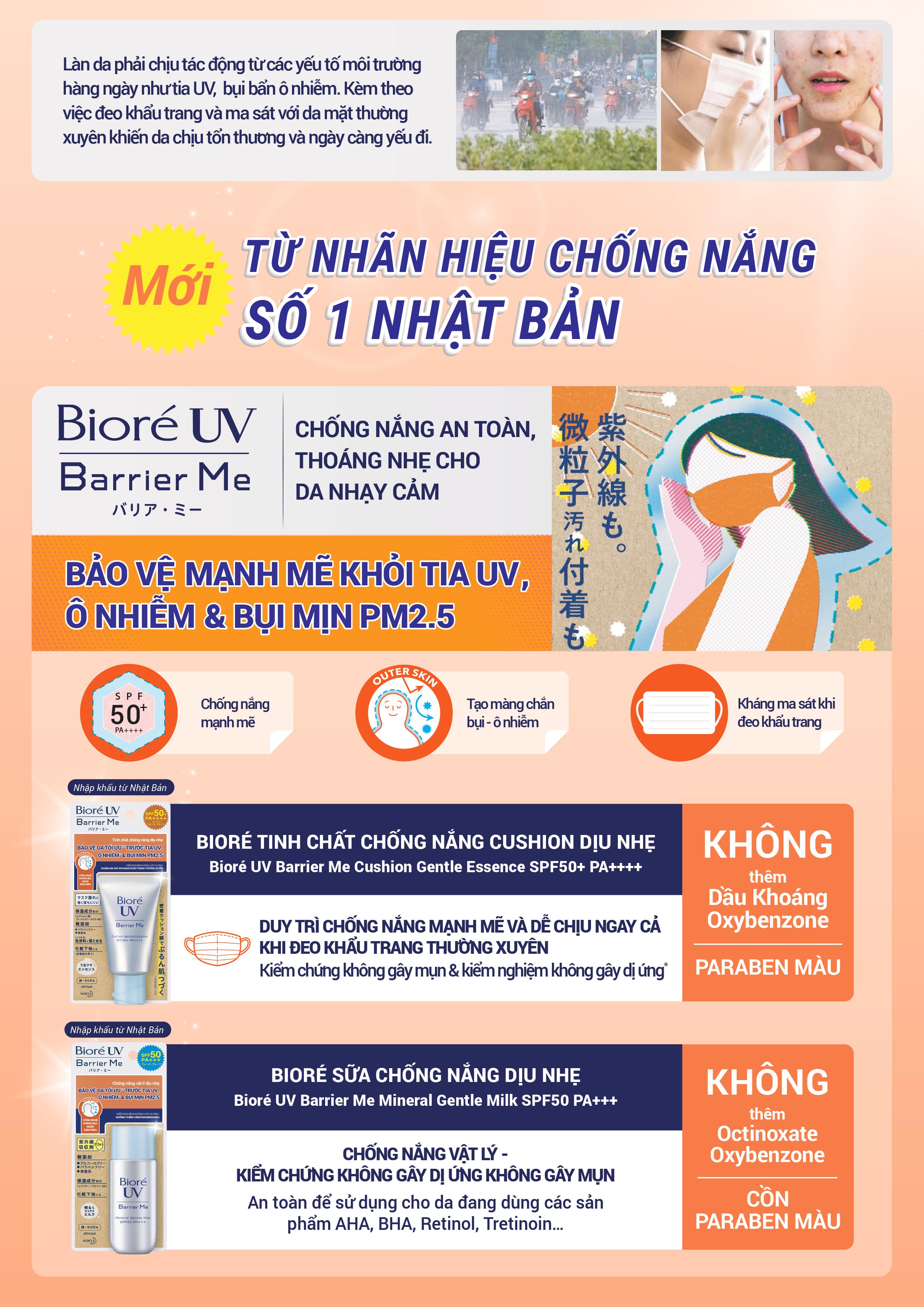 Bioré UV Barrier Me Sữa Chống Nắng Dịu Nhẹ SPF50 PA+++ 50ml