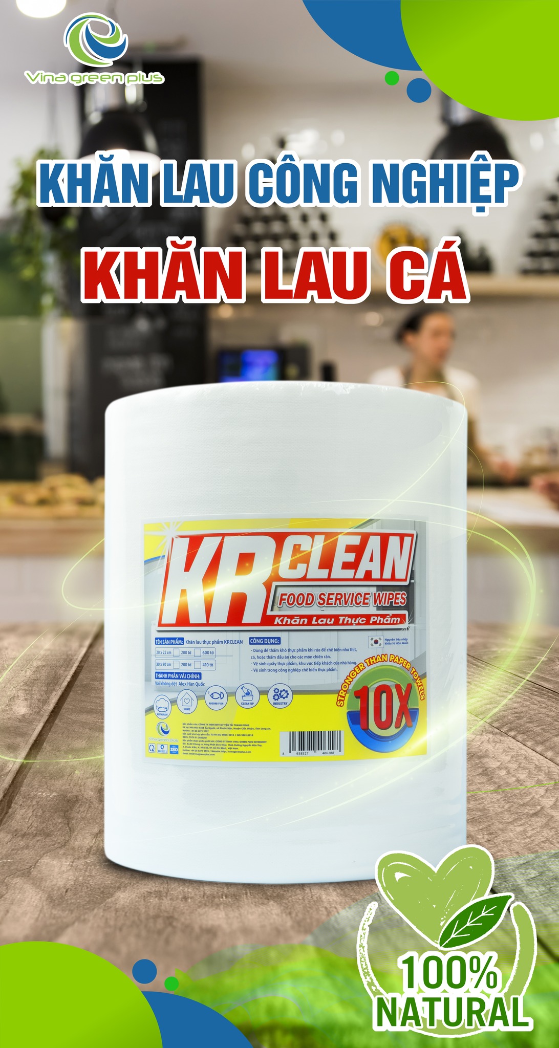 Khăn Lau Cá KR Clean Trắng - Làm từ vải không dệt Alex cao cấp - Giấy lau công nghiệp
