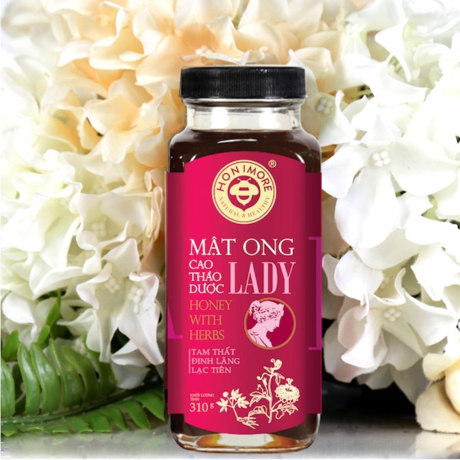 Combo 2 chai Mật ong cao thảo dược Lady giúp ngủ ngon Honimore 310g tặng 1 chai cùng loại - mật ong rừng nguyên chất phối trộn với cao thảo dược