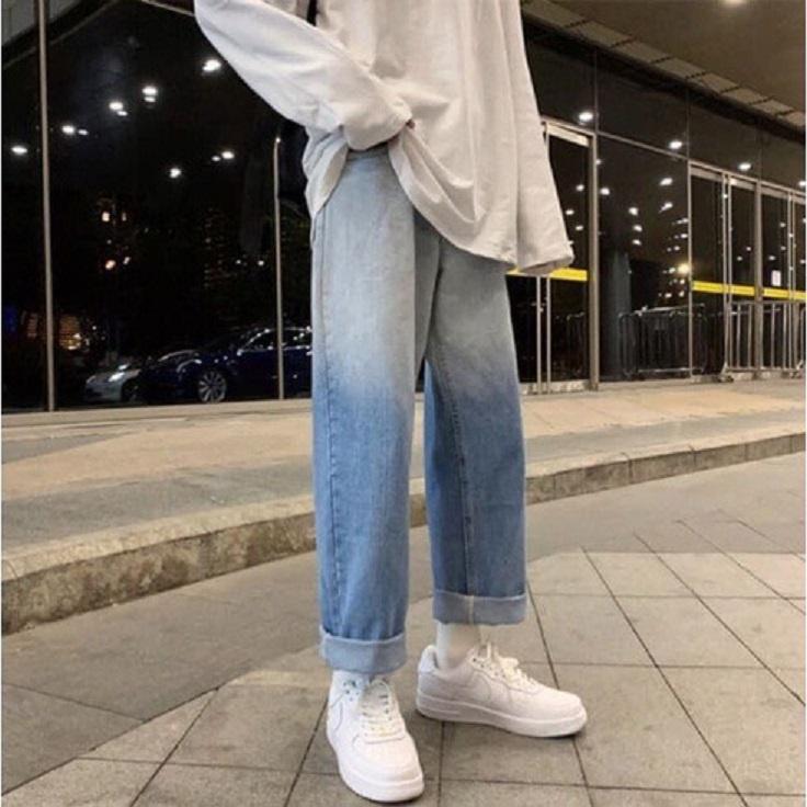 Quần jean nam baggy Wash 2 màu ống suông rộng dáng đứng vải jeans bò cao cấp hottrend 2022