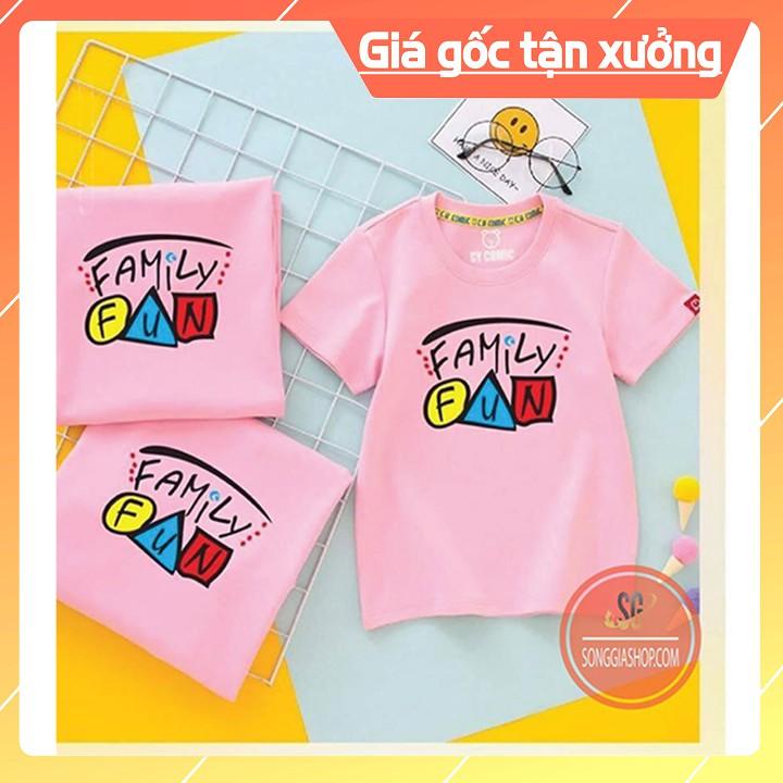 Áo gia đình Family Fun Đồng phục gia đình 3/4/5 người giá rẻ Thun cotton Màu hồng phấn GD297HN